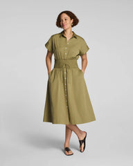 SPANX® Poplin Smocked Midi Shirt Dress
