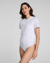 SPANX® Lightweight Cotton Crewneck Short Sleeve Bodysuit | Classic White