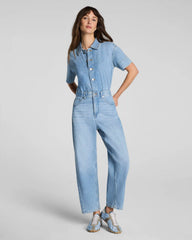 SPANXsupersmooth® Authentic 360 Lightweight Denim Barrel Leg Jumpsuit | Seaside Blue