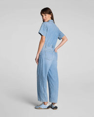 SPANXsupersmooth® Authentic 360 Lightweight Denim Barrel Leg Jumpsuit | Seaside Blue