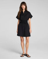 SPANX® Poplin Smocked Mini Shirt Dress | Classic Black