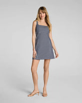 SPANX® Ponte Jacquard Square Neck Mini Dress | Timeless Navy Gingham