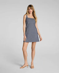 SPANX® Ponte Jacquard Square Neck Mini Dress | Timeless Navy Gingham