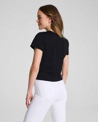 karla welch for SPANX® Cropped 70s Tee | Classic Black
