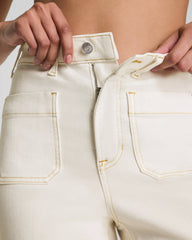 SPANXshape® Authentic 360 Cropped Wide Leg Jeans with Patch Pockets | Alabaster