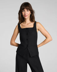 SPANX® EasyBreezy Cotton Linen Button-Down Vest | Classic Black