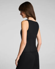 SPANX® EasyBreezy Cotton Linen Button-Down Vest | Classic Black