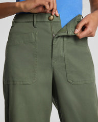 SPANXsupersmooth® Stretch Twill Utility Barrel Leg Pant with Patch Pockets | Eucalyptus