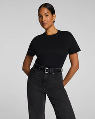 SPANX® Lightweight Cotton Crewneck Short Sleeve Bodysuit | Classic Black