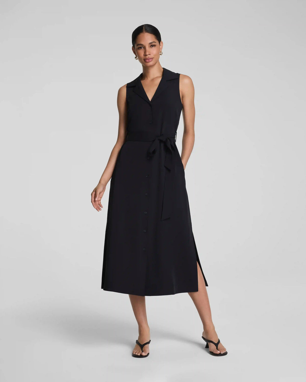 SPANX® CarryOn Belted Midi Shirt Dress | Classic Black