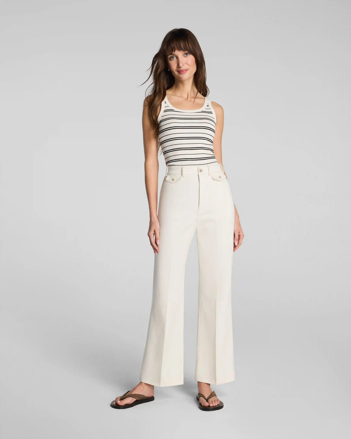 SPANXsupersmooth® Stretch Twill Cropped Easy Flare Pant | Ivory